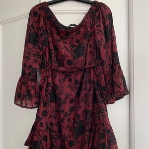 Dex Maroon & Black Dress